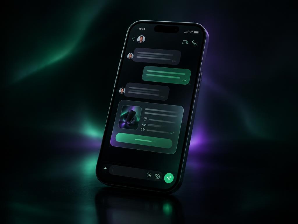 Prévia de uma copy pronta em uma conversa no celular
